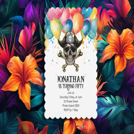 Piratenballons Kinderthema Party Einladung