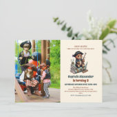 Piratenbär Geburtstagsparty Einladung (Stehend Vorderseite)