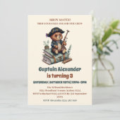 Piratenbär Geburtstagsparty Einladung (Stehend Vorderseite)