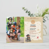 Piratenbär Geburtstagsparty Einladung (Stehend Vorderseite)