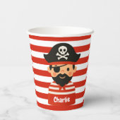 Piratenbecher mit Namen Stripy Sailor Pappbecher (Rückseite)