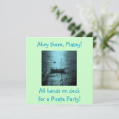 Piratenblauer Party Einladung (Stehend Vorderseite)