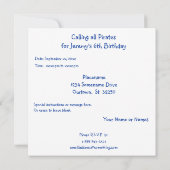 Piratenblauer Party Einladung (Rückseite)