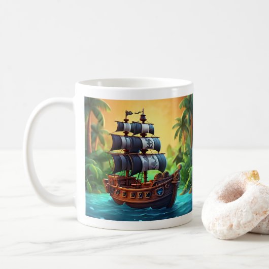 Piratenboot Kaffeetasse (Mit Donut)