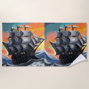 Piratenboot strandtuch
