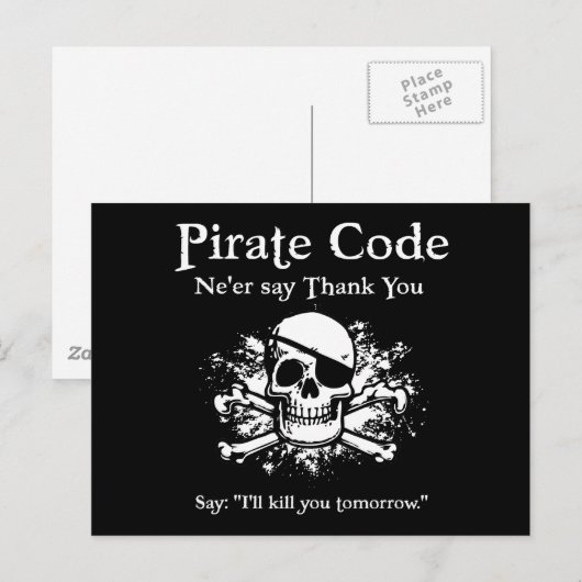 Piratencode: Vielen Dank Postkarte (Vorne/Hinten)