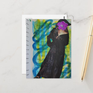 Piratendame mit violetter Blumen-Gesicht Mixed Med Postkarte