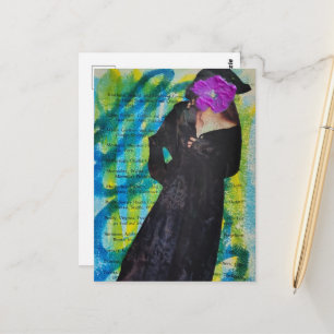 Piratendame mit violetter Blumen-Gesicht Mixed Med Postkarte