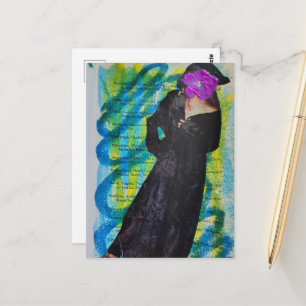 Piratendame mit violetter Blumen-Gesicht Mixed Med Postkarte