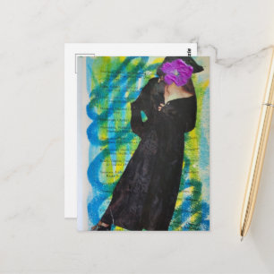Piratendame mit violetter Blumen-Gesicht Postkarte