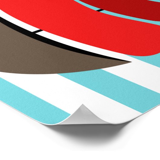 Piratendesign mit gestreiftem Hintergrund Poster (Ecke)