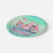 Piratendesign mit Schiff & Piraten Pappteller (Schrägansicht)