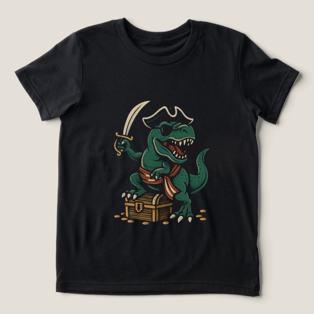 Piratendinosaur-Abenteuer Tri-Blend Shirt (Design Vorderseite)