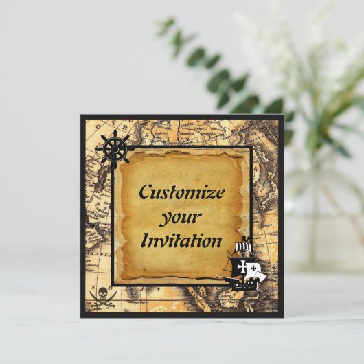 Pirateneinladungen Einladung (Stehend Vorderseite)