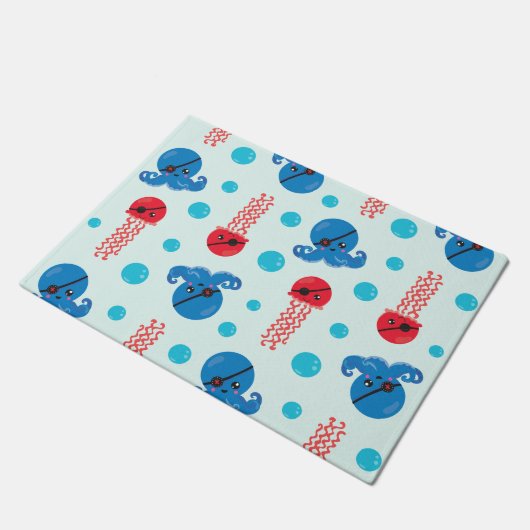 Piratenfisch, Seeteufel, Meerestiere Fußmatte (Schrägansicht)