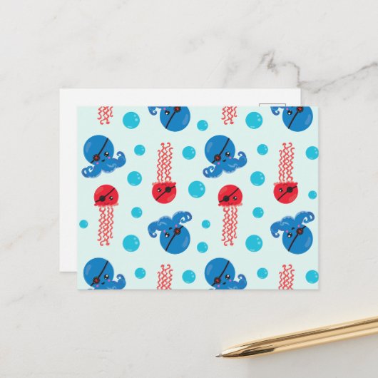 Piratenfisch, Seeteufel, Meerestiere Postkarte (Vorderseite/Rückseite Beispiel)