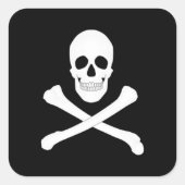Piratenfisch (Skull und Crossbones) (Piratenflagge Quadratischer Aufkleber (Vorderseite)