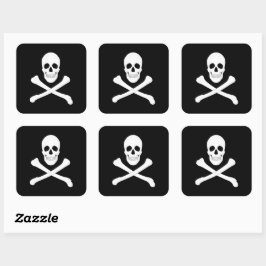 Piratenfisch (Skull und Crossbones) (Piratenflagge Quadratischer Aufkleber