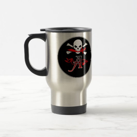 Piratenflagge A Monogramm Reisebecher (Links)