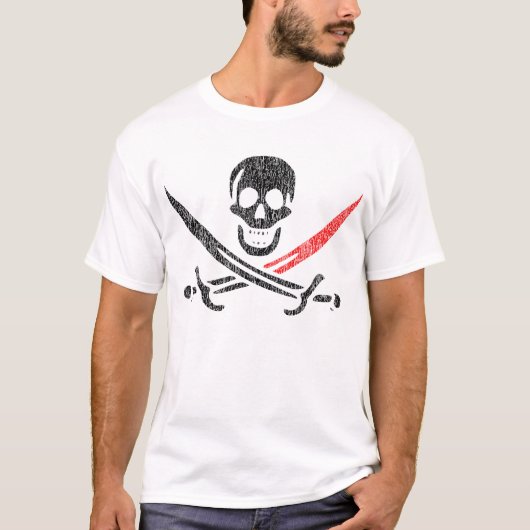 Piratenflagge BloodTip Vintages Blackbeard T-Shirt (Vorderseite)