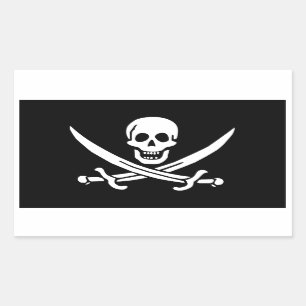 Piratenflagge Calico Jack Rackham (BLACK) Rechteckiger Aufkleber