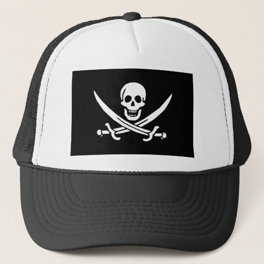 Piratenflagge Calico Jack Rackham (BLACK) Truckerkappe (Vorderseite)