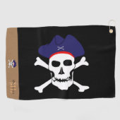 Piratenflagge & Captain Jack mit Monogramm Golfhan Golfhandtuch (Horizontal)