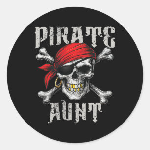 Piratenflagge der Piraten und Schädelknochen Runder Aufkleber