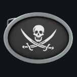 Piratenflagge des Jacks Calico Ovale Gürtelschnalle<br><div class="desc">Piratenflagge Calico Jack Gürtelschnalle</div>