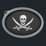 Piratenflagge des Jacks Calico Ovale Gürtelschnalle<br><div class="desc">Piratenflagge Calico Jack Gürtelschnalle</div>