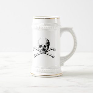 Piratenflagge des Skull und der Kreuzknochen Bierglas