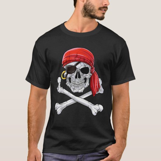 Piratenflagge Flag Skull Crossbones T Shirt Pirate (Vorderseite)