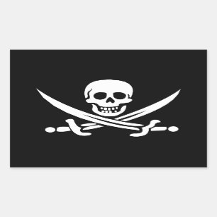 Piratenflagge geflogen durch Kaliko-Jack Rechteckiger Aufkleber