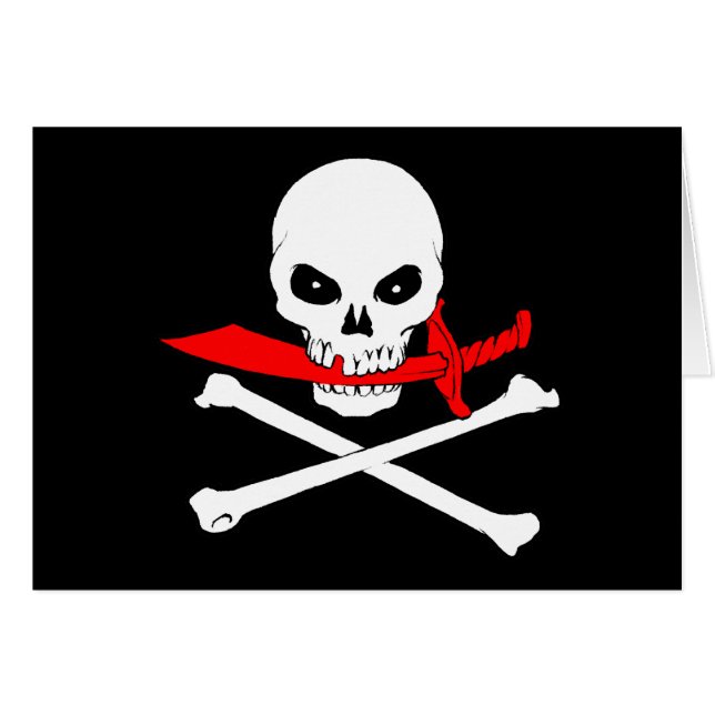 Piratenflagge (Glas) Grußkarte (Vorderseite (Horizontal))