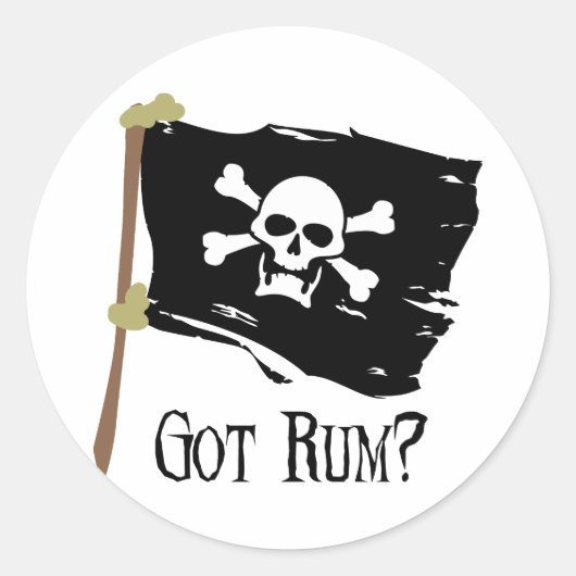 Piratenflagge Got Rum Runder Aufkleber (Vorderseite)