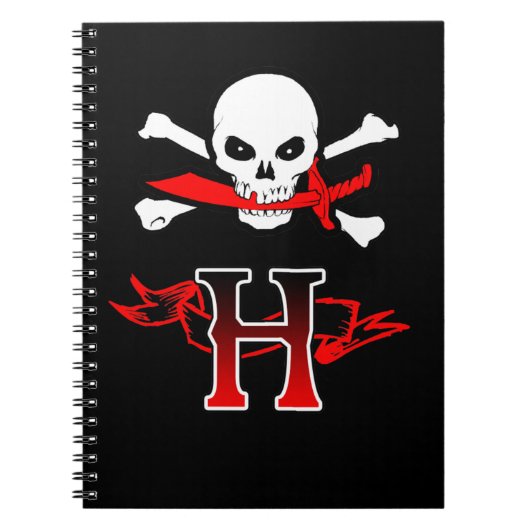 Piratenflagge H Monogramm Notizblock (Vorderseite)