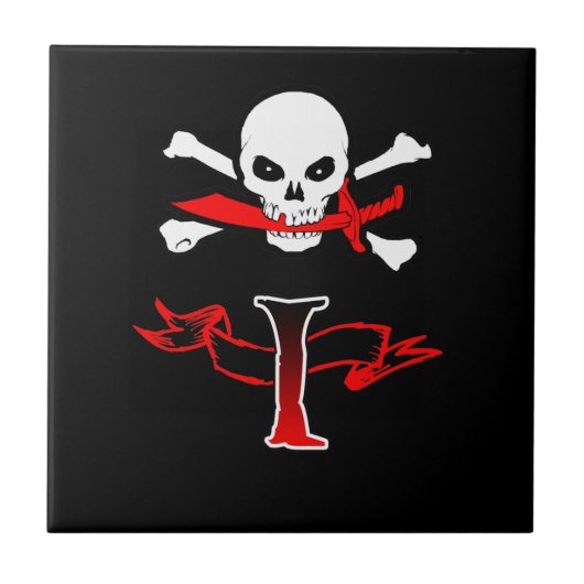Piratenflagge I Monogramm Fliese (Vorderseite)