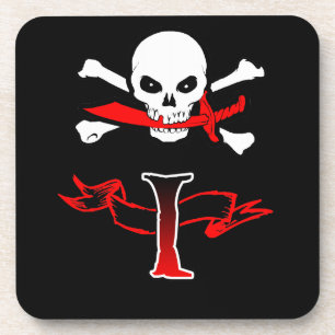 Piratenflagge I Monogramm Getränkeuntersetzer