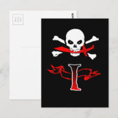 Piratenflagge I Monogramm Postkarte (Vorne/Hinten)