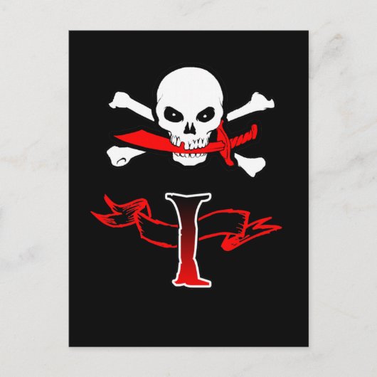 Piratenflagge I Monogramm Postkarte (Vorderseite)