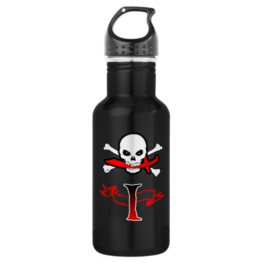 Piratenflagge I Monogramm Trinkflasche (Vorderseite)