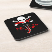 Piratenflagge J Monogramm Getränkeuntersetzer (Linke Seite)