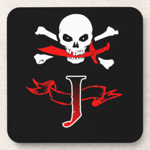 Piratenflagge J Monogramm Getränkeuntersetzer