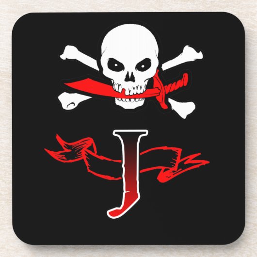 Piratenflagge J Monogramm Getränkeuntersetzer (Vorderseite)