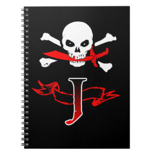 Piratenflagge J Monogramm Notizblock