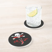 Piratenflagge J Monogramm Sandstein Untersetzer (Seite)