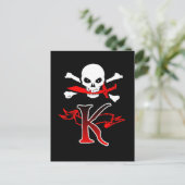 Piratenflagge K Monogramm Postkarte (Stehend Vorderseite)