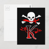 Piratenflagge K Monogramm Postkarte (Vorne/Hinten)