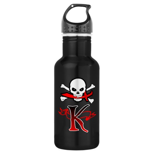 Piratenflagge K Monogramm Trinkflasche (Vorderseite)