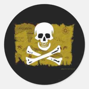 Piratenflagge-Karte #3 Runder Aufkleber